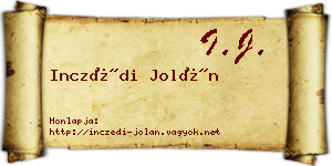 Inczédi Jolán névjegykártya